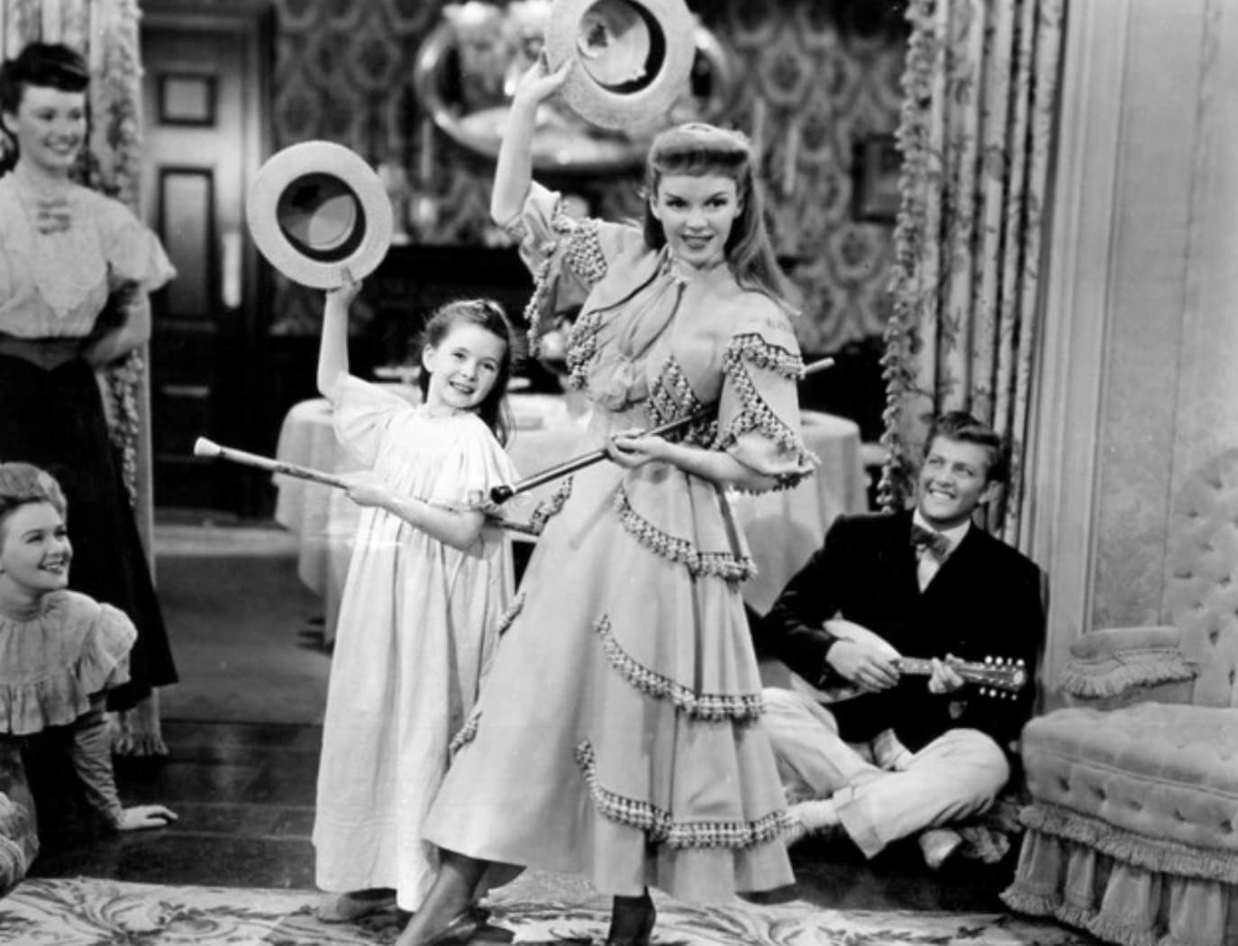 Judy Garland and her young co-star Margaret O'Brien as seen during ‘Meet Me In Saint Louis,’ one of the year’s highest grossing films. 